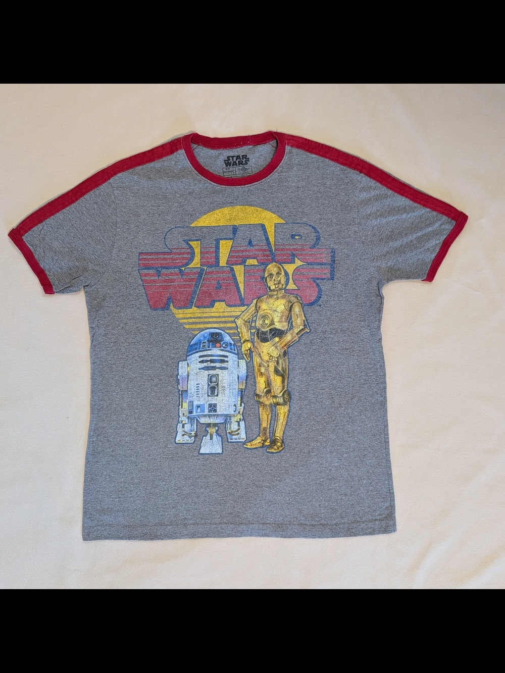 Star Wars Ringer Tee with R2-D2 and C-3PO | Gray | EUC | Med